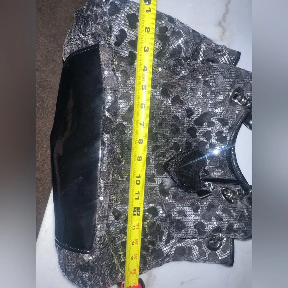 Betsey Johnson cheetah sequins tote. - Picture 5 of 8